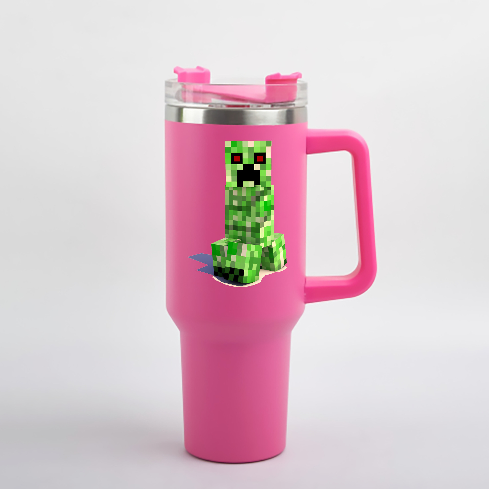 （画像用） マインクラフト ブロックの世界 Minecraft MC Block world 1200mL車用タンブラー - クリスタルステッカー（プラスチックストロー付き）